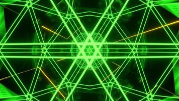Yellow and Green Abstract Tunnel with Neon Geometric Core Background VJ Loop in 4K video