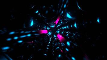 cian y rosado ciber corriente con pulsante elementos y neón antecedentes vj lazo en 4k video