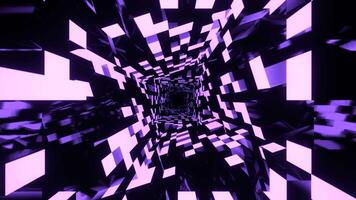 lila rektangulär kaklade neon textur i roterande tunnel bakgrund vj slinga i 4k video