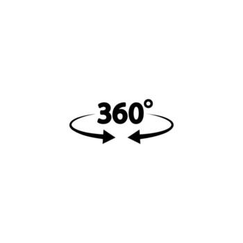 360 degrees arrow, rotate around set icon. Circle signs vertical, horizontal and diagonal view with arrows rotation to 360 degrees. Virtual reality. Rotate cycle, circular moving symbol. vector
