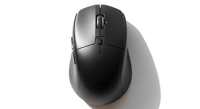 Black Computer Mouse Held in Hand. photo