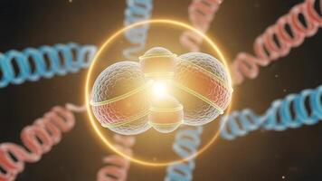 resumen Ciencias antecedentes con brillante célula división animación y helicoidal estructuras video