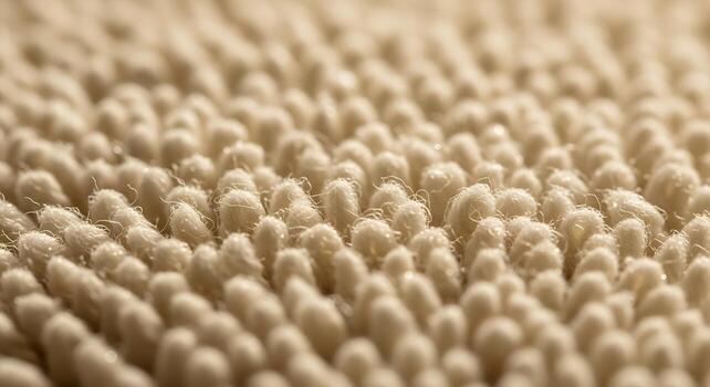 Close up macro view of a textured beige carpet with thousands of soft fuzzy fibers photo