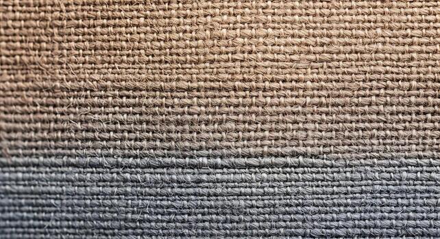 Close up textured fabric surface with gradient color transition from warm tan to cool blue photo