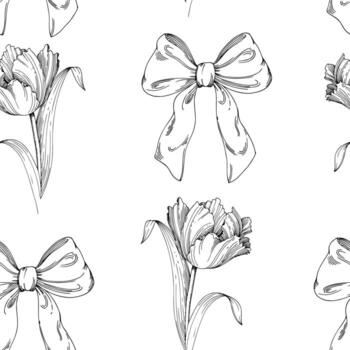 Bow and tulip design pattern vector