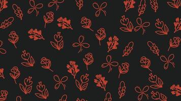 autunno senza soluzione di continuità ripetendo modello animazione Caratteristiche Marrone botanico disegni su un' nero sfondo. video