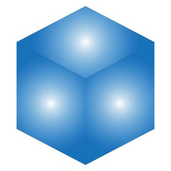 Blue glowing ice cube with prism shape and frosty light vector