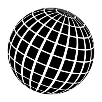 Earth map world globe sphere with white grid lines and polar view, latitude and longitude line vector