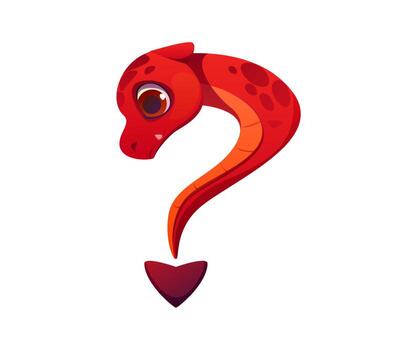 Fantasy red dragon character font question mark vector