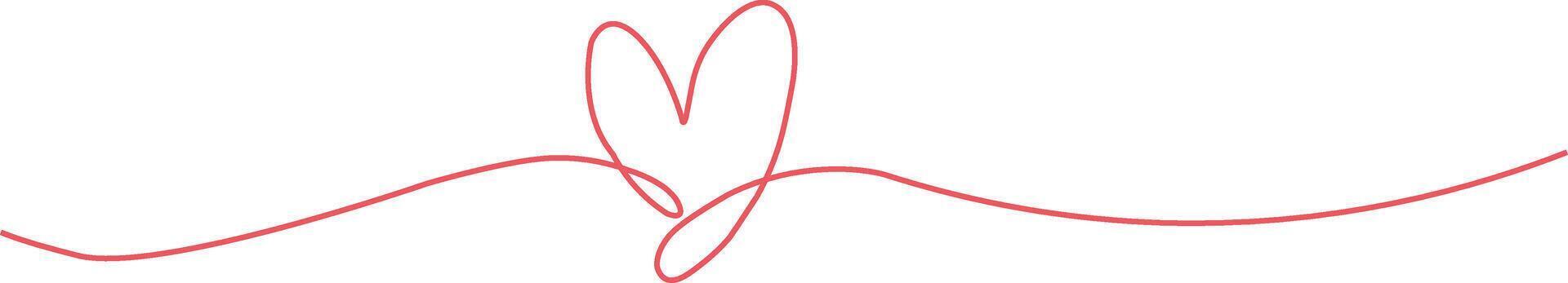 Delicate continuous line drawing of a heart symbol with flowing lines vector