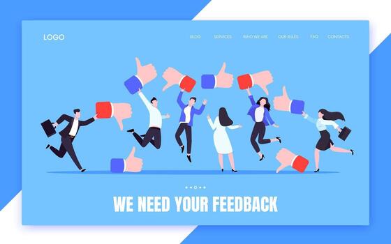 Customer feedbacks, employee or client satisfaction rating review with good or bad symbols. vector