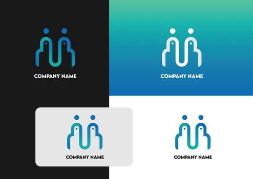 Modern Abstract People Connection Logo Design with Gradient Colors vector