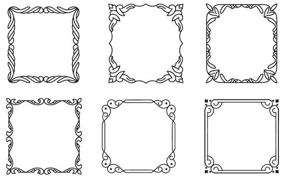 Elegant frame borders collection for graphic design projects and creative layouts with decorative flourish elements vector