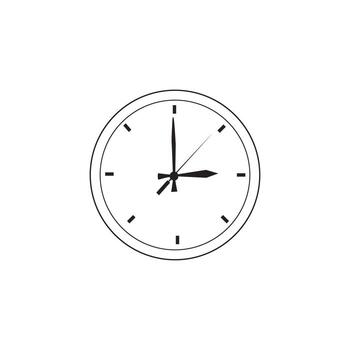 Time and clock icon analog clock on white background illustration vector
