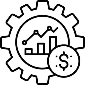 Financial Performance Indicator with Graph and Gear Icon vector