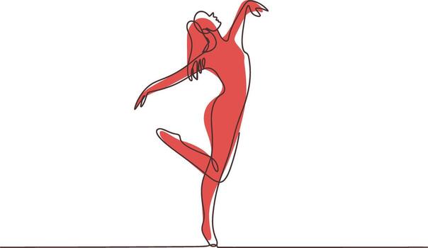 Elegant red silhouette of a dancer in a graceful pose on a white background vector