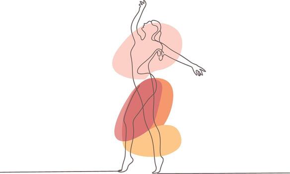 Elegant line art depicting a dancer in motion with abstract organic shapes vector