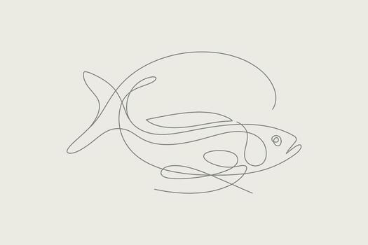 Elegant single line drawing of a fish with a minimalist aesthetic on a neutral background vector