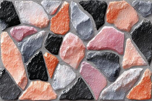 Colorful Stone Mosaic with Irregular Shapes photo