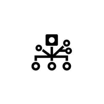 Black Hierarchy Icon with Square and Circles, Network Structure vector