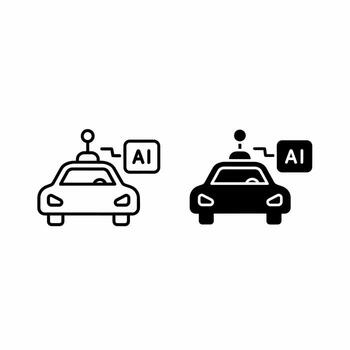 Smart Car with Artificial Intelligence Symbol vector