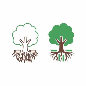The Wisdom Tree Grows from Knowledge Roots vector
