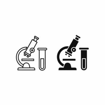 Microscope and Test Tubes Simple Iconography vector