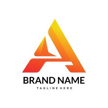 Geometric A Logo Gradient Yellow-to-Orange Letterform with Angular Overlaps and Bold Typography vector