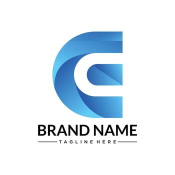 segmentario C logo azul degradado formato de carta con interior separar y moderno profundidad efecto vector