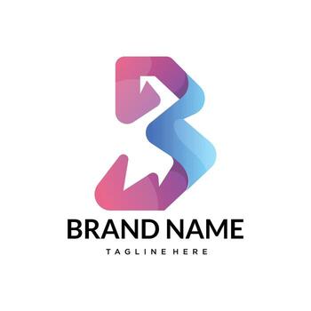 cinta 3 logo degradado De rosa a azul numérico emblema con agudo curvas y moderno geométrico peinado vector