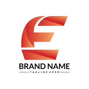 Segmented E Logo Gradient Red-to-Orange Letterform with Angular Geometry and Bold Typography vector
