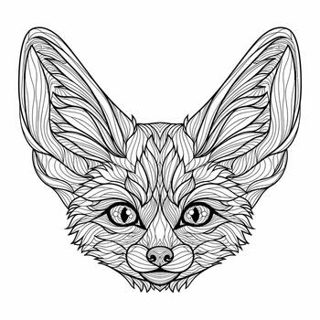 intrincado fennec zorro retrato con caprichoso patrones vector