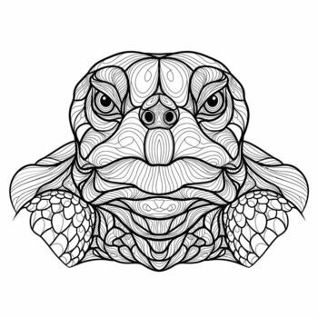 Intricate Line Art of a Wise Turtle s Face vector