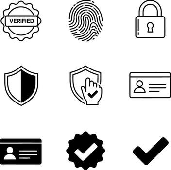 Icons of Security Authentication and Identity Verification vector