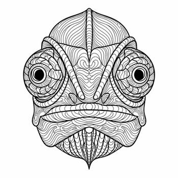 intrincado camaleón retrato con psicodélico patrones vector