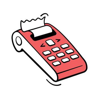 POS payment terminal hand drawn icon representing checkout and transaction systems vector