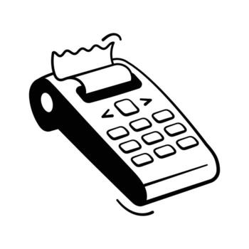 POS payment terminal hand drawn icon representing checkout and transaction systems. vector