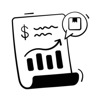 Sales chart and invoice representing order reports and sales analytics hand drawn . vector