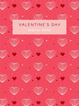Valentines Day holiday template with line heart pattern . Social media post with heart patterns. Sales promotion and greeting cards. mobile apps, banner design vector