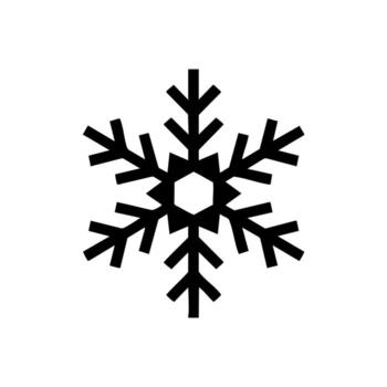 Snowflake silhouette icon representing winter weather and cold temperatures isolated on a white background vector