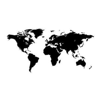 World map silhouette showing all continents and global connection on a clean white background for international concepts vector