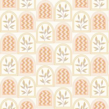 un modelo con un geométrico diseño en melocotón y blanco vector