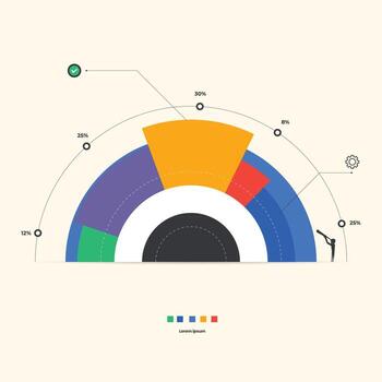 pie chart for reports and presentations ui, web. simulated pie chart of a businessman who wants to share profits illustration vector
