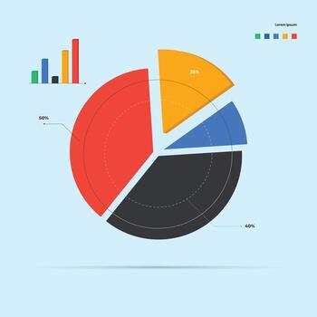 pie chart for reports and presentations ui, web. simulated pie chart of a businessman who wants to share profits business presentation company vector