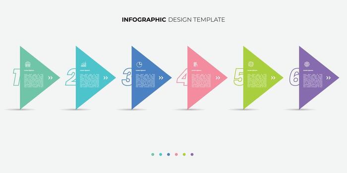 Business infographic template. 6 Step timeline journey. Process diagram, 6 options triangle on white background, Infograph element vector