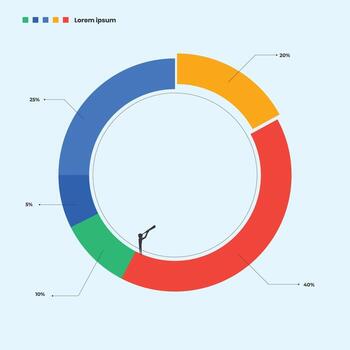 tarta gráfico para informes y presentaciones ui, web. simulado tarta gráfico de un empresario quien quiere a compartir ganancias negocio vector