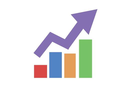 3d growth graph with arrow business and finance on transparent background vector