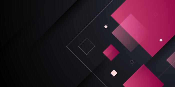 Abstract dark background with overlap red square shapes pattern element design. Futuristic banner concept. vector