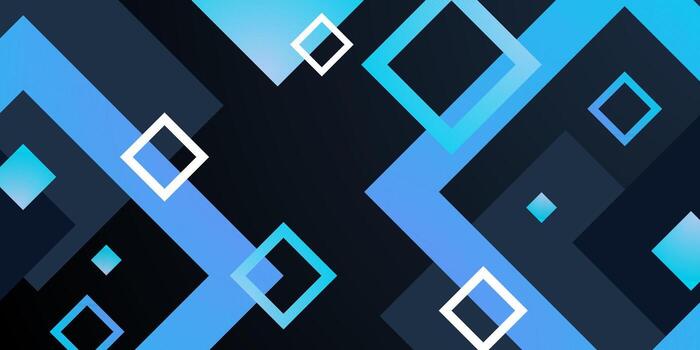 Abstract blue square pattern on dark color background. Simple banner overlap shapes concept design. vector