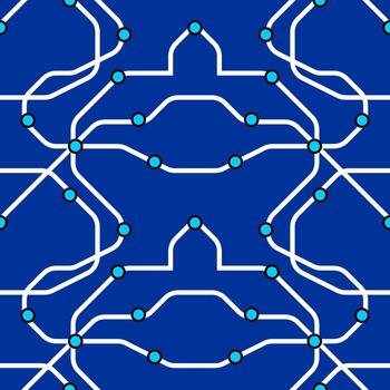 simétrico tecnología modelo con blanco líneas y cian puntos en oscuro azul, ideal para temas me gusta ai, sistemas, redes, y digital fluir. vector